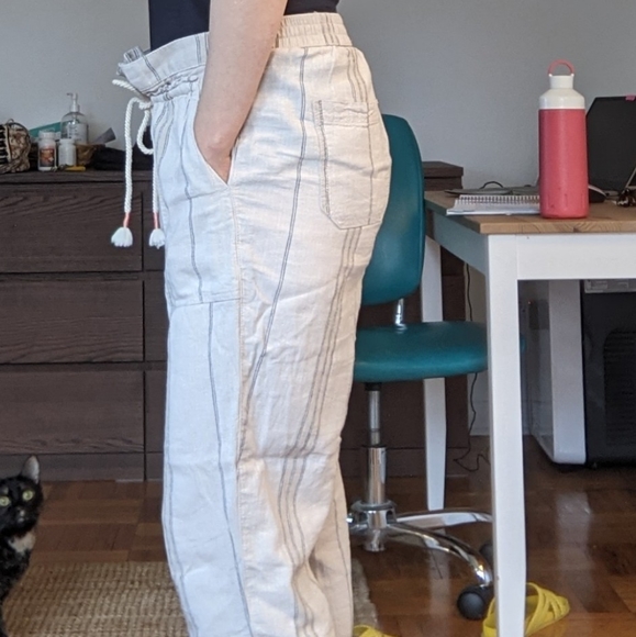 Anthropologie Linen Pants, Light Cream, Size M - Picture 2 of 5